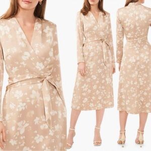Halogen Beige Floral Long Sleeve Dress